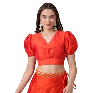 Frolic Rolic Premium Silk V-Neck Blouse Readymade