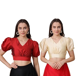 Frolic Rolic Premium Silk V-Neck Blouse Readymade