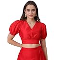 Frolic Rolic Premium Silk V-Neck Blouse Readymade