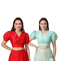 Frolic Rolic Premium Silk V-Neck Blouse Readymade