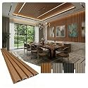 From Plain to Beautiful in Hours WPC Exterior Wall Slat Panels Waterproof Outdoor Composite Siding Cladding 114 in x 8.62 in 68.3 sq.ft Light Walnut 10 Pack