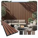 From Plain to Beautiful in Hours WPC Exterior Wall Slat Panels Waterproof Outdoor Composite Siding Cladding 114 in x 8.62 in 102.45 sq.ft Ipe and Black 15 Pack