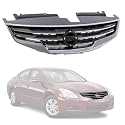 Front Grille Compatible With Nissan Altima 2010 2011 2012 (Sedan) Base S SL Hybrid Front Grill Assembly Replacement Part (With Chrome Shell Frame With Black Insert)