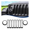 Front Grille Inserts & Headlight Cover Compatible with (2018-2023) Jeep Wrangler JL JLU (Black, Sport/Sport S)