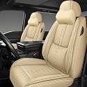 Front Seat Covers for Toyota Tacoma 1995-2024,Leather Car Seat Cover,Soft Interior Accessories Seat Cushion Cover,Waterproof Automobile Seat Protectors for Tacoma(Beige,Deluxe)