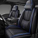 Front Seat Covers for Toyota Tacoma 1995-2024,Leather Car Seat Cover,Soft Interior Accessories Seat Cushion Cover,Waterproof Automobile Seat Protectors for Tacoma(Black Blue,Deluxe)