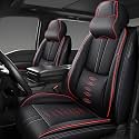 Front Seat Covers for Toyota Tacoma 1995-2024,Leather Car Seat Cover,Soft Interior Accessories Seat Cushion Cover,Waterproof Automobile Seat Protectors for Tacoma(Black Red,Deluxe)
