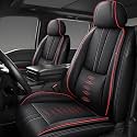 Front Seat Covers for Toyota Tacoma 1995-2024,Leather Car Seat Cover,Soft Interior Accessories Seat Cushion Cover,Waterproof Automobile Seat Protectors for Tacoma(Black Red,Standard)