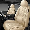 Front Seat Covers for Toyota Tacoma 1995-2024,Leather Car Seat Cover,Soft Interior Accessories Seat Cushion Cover,Waterproof Automobile Seat Protectors for Tacoma(Beige,Standard)