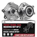 Front Wheel Bearing and Hub Assembly Set of 2 - Compatible with Nissan - Rogue, Rogue Sport - Rear Wheel Bearing - Replaces 513357, 513357 2pcs, 951-117 - 2014-2020