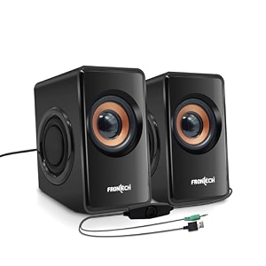 frontech 20 usb powered multimedia speakers 2 x 25w drivers 5 cm 35mm jack connectivity for laptop pc tv mobile 1 year warranty spk-0001 black
