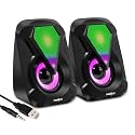 FRONTECH 2.0 USB Powered Multimedia Speakers with RGB Lights | 2 x 3W Drivers (5.2 cm) | AUX Connectivity | for Laptop, PC, Mobile | 1 Year Warranty (SW-0076, Black)