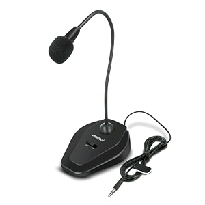 frontech flexible 35mm jack microphone for pc desktop mic for gaming  plug amp play  onoff switch  adjustable mic boom amp wide angle coverage  noice rejection  1 year warranty black