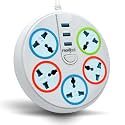 FRONTECH Power Connector with 3 USB Ports | 5 Universal Sockets | Secure Power Distribution with 1.5 Meter Cable | 220V-230V Multi-Plug Power Strip with Spike &amp; Surge Protection (3545 - Multicolor)