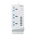 FRONTECH Power Connector with 6 USB Ports | 3 Universal Sockets | LED Indicators with 1.5 Meter Cable | 220V-230V Multi-Plug Power Strip with Spike & Surge Protection, (3538 - White)