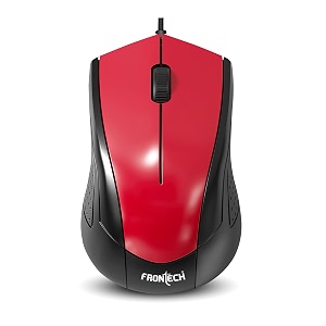 frontech premium 3 button usb wired mouse  1000 dpi optical sensor  plug amp play  compatible with pclaptoptablet  1-year warranty ms-0064 - red