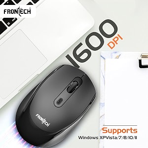 frontech wireless mouse ms-0040  usb 20 interface  24ghz connectivity  1600 dpi resolution  lightweight design black