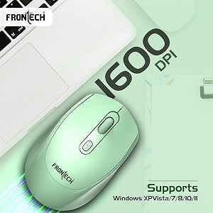frontech wireless mouse ms-0040  usb 20 interface  24ghz connectivity  1600 dpi resolution  lightweight design green