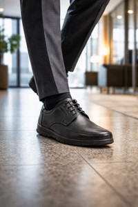 FROSINO Mens Textured Derby Lace-Up Leather Formal