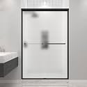 Frosted Double Sliding Shower Door 43-43-48" W x 70" H, Matte Black, Bypass Shower Door, Framed, 1/4" (6mm) Tempered Glass