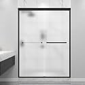 Frosted Double Sliding Shower Door 49-49-54" W x 70" H, Matte Black, Bypass Shower Door, Framed, 1/4" (6mm) Tempered Glass