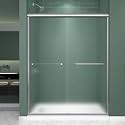 Frosted Double Sliding Shower Door 49-49-54" W x 70" H, Brushed Nickel, Bypass Shower Door, Framed, 1/4" (6mm) Tempered Glass