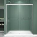 Frosted Double Sliding Shower Door 55-55-60" W x 70" H, Brushed Nickel, Bypass Shower Door, Framed, 1/4" (6mm) Tempered Glass