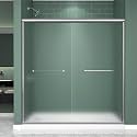 Frosted Double Sliding Shower Door 61-61-66" W x 70" H, Brushed Nickel, Bypass Shower Door, Framed, 1/4" (6mm) Tempered Glass