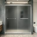Frosted Double Sliding Shower Door 61-61-66" W x 70" H, Chrome Finish, Bypass Shower Door, Framed, 1/4" (6mm) Tempered Glass