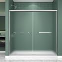 Frosted Double Sliding Shower Door 67-67-72" W x 70" H, Brushed Nickel, Bypass Shower Door, Framed, 1/4" (6mm) Tempered Glass