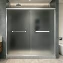 Frosted Double Sliding Shower Door 67-67-72" W x 70" H, Chrome Finish, Bypass Shower Door, Framed, 1/4" (6mm) Tempered Glass
