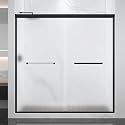 Frosted Double Sliding Shower Door 71-71-76" W x 70" H, Matte Black, Bypass Shower Door, Framed, 1/4" (6mm) Tempered Glass