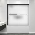 Frosted Tub Double Sliding Shower Door 55-55-60" W x 57" H, Matte Black, Bypass Bathtub Door, Framed, 1/4" (6mm) Tempered Glass