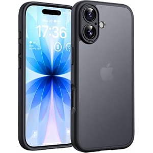 frosty case for apple iphone 17  shockproof armor anti-scratch hard pc back soft tpu bumper camera lens protection wireless charging compatible  translucent matte back black