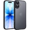 Frosty Case for Apple iPhone 17 | Shockproof Armor, Anti-Scratch Hard PC Back, Soft TPU Bumper, Camera Lens Protection, Wireless Charging Compatible | Translucent Matte Back Black
