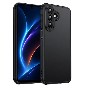 frosty case for samsung galaxy a27 5g  m47 5g  shockproof armor anti-scratch hard pc back soft tpu bumper camera lens protection translucent matte back black
