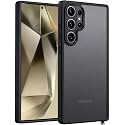 Frosty Case for Samsung Galaxy S24 Ultra 5G | Shockproof Armor, Anti-Scratch Hard PC Back, Soft TPU Bumper, Camera Lens Protection, Wireless Charging Compatible | Translucent Matte Back Black