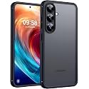 Frosty Case for Samsung Galaxy S25 FE 5G | Shockproof Armor, Anti-Scratch Hard PC Back, Soft TPU Bumper, Camera Lens Protection, Wireless Charging Compatible | Translucent Matte Back Black