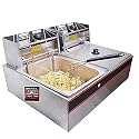 FROTH & FLAVOR Electric Deep Fat Fryer Machine 6+6 Ltrs – Dual Basket, Adjustable Temperature, Stainless Steel, Ideal for Home & Commercial Use, Quick & Even Frying