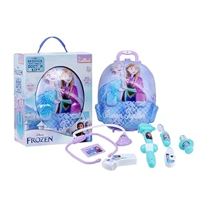 frozen doctor kit backpack for kids - 8-piece pretend play medical set with light amp sound stethoscope educational role play toy for girls and boys ages 3 turkish blue
