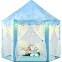 Frozen Princess Tent for Girls, Kids Play Tent with LED Small Snowflake Lights, Castle Playhouse Tent for Children Indoor Outdoor Games, 55×53 Inches