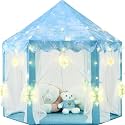 Frozen Princess Tent for Girls, Kids Play Tent with LED Large Snowflake Lights, Castle Playhouse Tent for Children Indoor Outdoor Games, 55×53 Inches