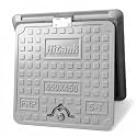 FRP Manhole Cover | Chamber Cover | Capacity - 5 tons | Colour - Grey | (Frame Size-18×18" Inches - 450×450 MM) with Lock &amp; Hinges.