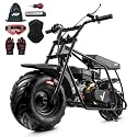 FRP Mini Dirt Bike GMB100 Max, 99CC Gas Powered Mini Bike 4-Stroke,Mini Bikes for Kids/Adult, W/LED Headlight, Goggles, Gloves and Neck Gaiter,Up to 28 Mph, Weight Support Up to 220 LBS (BLACK)