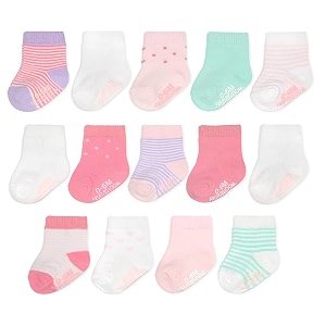 fruit of the loom baby 14-pack grow amp fit flex zones cotton stretch socks - unisex girls boys