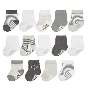 fruit of the loom baby 14-pack grow amp fit flex zones cotton stretch socks - unisex girls boys
