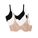 Fruit of the Loom Women’s Cotton Stretch Unlined Underwire Bra, Multipack
