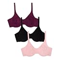 Fruit of the Loom Women’s Cotton Stretch Unlined Underwire Bra, Multipack
