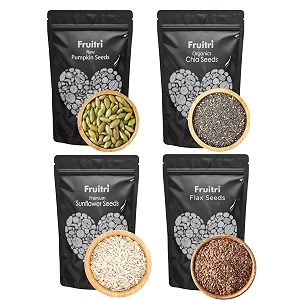 fruitri seeds combo pack  200g  sunflower pumpkin chia and flax seeds  healthy mixed seeds for eating  premium snack  nutrient-rich superfood combo