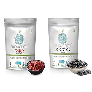 fruits of earth combo-500g  goji berries 250g amp natural sun dried prunes 250g  dry fruit nuts39 amp berry  plum  add in your healthy recipes pack of 2